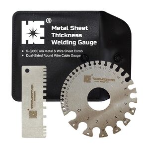 Cosmostar 2 Pcs Stainless Steel Welding Gauge Set – Wire & Metal Sheet Thickness Gauge, 25-3,000 um Wet Film Comb + Dual-Sided Round Wire Cable Gauge for Welding Material & Sheet Measurement