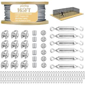 Stainless Steel Batting Cage Netting Wire Tension Kit, Batting Cage Suspension Kits, Durable Heavy Duty Net Hanging Kits, DIY Cable Kit for Baseball & Softball Hitting Tunnels