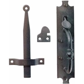 Black Cast Iron Norfolk Door Latches Traditional Gate Or Door 8" Tall Thumb Latches Black Powder Coated Two Sided Gate Latch Locks with Mounting Hardware | Renovators Supply Manufacturing
