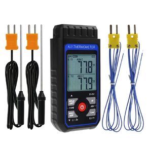 Thermocouple Thermometer HVAC Temperature Meter, Digital Temperature Thermometer with 4 K Type Thermocouple, Dual Channel Temperature Gauge with Alarm & ADJ Compensation (-328~2500℉ Measuring)