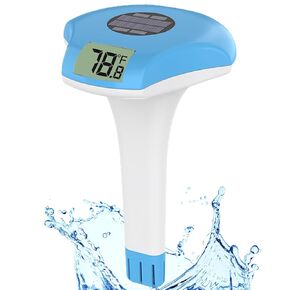 Digital Pool Thermometer Floating Easy Read, IPX-8 Waterproof, Solar Powered Digital Temperature Gauge for Swimming Pools, Spa, Hot Tubs, Aquarium