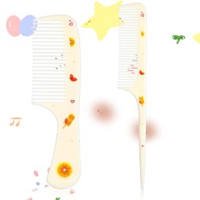 Toddler Comb Set, Small Cute Fine Tooth Comb & Rat Tail Comb for Kids Styling, Pink Mini Hair Comb Plastic Parting Combs, Anti-Static Hairdressing Comb for Baby Girl Wet Dry Hair (2Pcs)