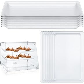 6 Pack Clear Acrylic Bakery Display Case Tray 20-1/4 x 13-7/16 Inch Countertop Pastry Case Tray for 2/3/4 Tray Bakery Display Cases Baked Goods Bread Bagels Donuts Food Retail Commercial Home