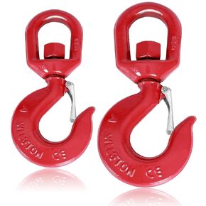 2Pcs 3 Ton Swivel Lifting Hook, Heavy Duty Crane Swivel Hook with Safety Latch, 6600 lbs Rotating Hoist Hooks Swivel Eye Sling Hook, Universal G80 Swivel Chain Hooks for Lifting Chains