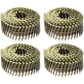 uxcell 1200 Count Siding Nails 1-3/4" x 0.083" 15-Degree Ring Shank Full Round Head Collated Wire Coil for Lath and Sheathing Materials