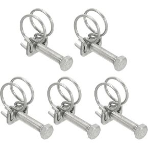 PATIKIL 24-28mm Adjustable Double Wire Hose Clamp, 5 Pcs 304 Stainless Steel Wire Hose Clips Pipe Tube Clamps for Dust Collection Rubber PVC Pool Pump Hose