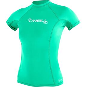 O'Neill Wetsuits Women's Basic Skins S/S Rash Guards, Seaglass, Medium