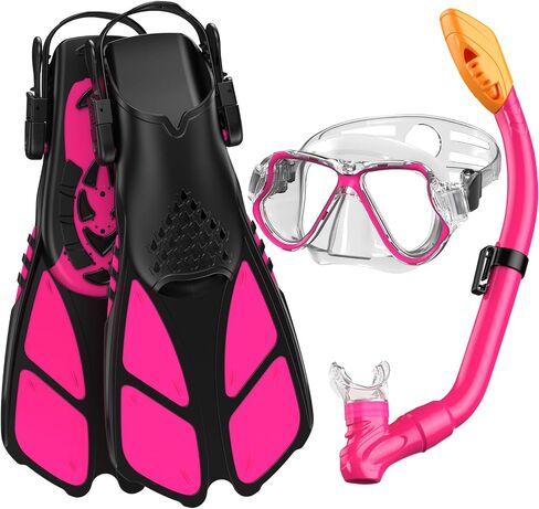 Kids Snorkel Mask Fins Set for 3-8 Years Old Boys Girls Youth Junior with Carrying Bag for Snorkeling Swimming Freediving in Saudi Arabia