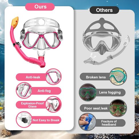 Kids Snorkel Mask Fins Set for 3-8 Years Old Boys Girls Youth Junior with Carrying Bag for Snorkeling Swimming Freediving in Saudi Arabia