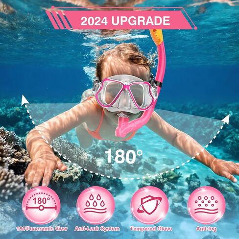 Kids Snorkel Mask Fins Set for 3-8 Years Old Boys Girls Youth Junior with Carrying Bag for Snorkeling Swimming Freediving in Saudi Arabia