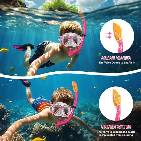 Kids Snorkel Mask Fins Set for 3-8 Years Old Boys Girls Youth Junior with Carrying Bag for Snorkeling Swimming Freediving in Saudi Arabia