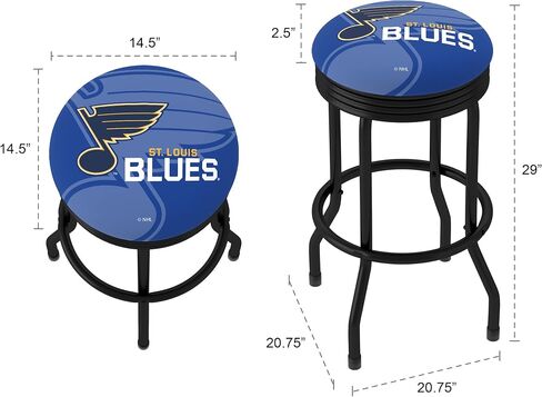 مقعد بار عالمي للعلامة التجارية - مقعد يحمل شعار St. Louis Blues مع جانب مضلع أسود قديم - كرسي دوار لغرفة الألعاب أو المرآب أو شريط المنزل in Saudi Arabia