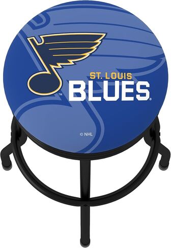 مقعد بار عالمي للعلامة التجارية - مقعد يحمل شعار St. Louis Blues مع جانب مضلع أسود قديم - كرسي دوار لغرفة الألعاب أو المرآب أو شريط المنزل in Saudi Arabia
