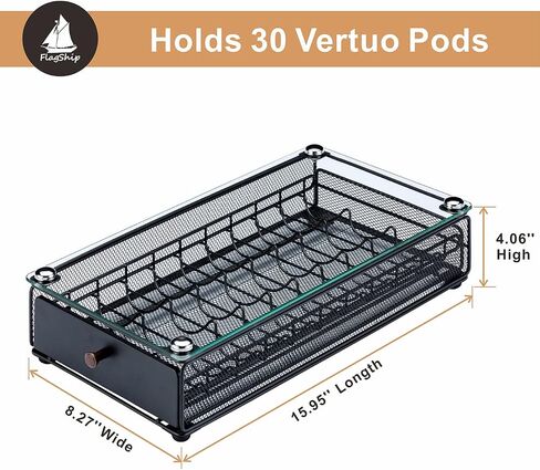 Flagship for Nespresso Pod Organizer Vertuo Pod Holder Coffee Pod Drawer Coffee Bar Design Black Metal(30 Pods Capacity) in Saudi Arabia