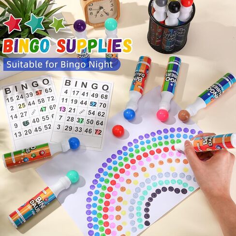 Crtiin 48 pack Mixed Colors Set of Bingo Daubers Dot Markers bulk Bingo Supplies in 12 Colors Dot Art Markers 1.28 oz Dot Paint Craft Ideal for Art and Crafts Painting Supplies Drawing Coloring in Kuwait