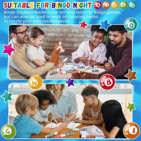 Crtiin 48 pack Mixed Colors Set of Bingo Daubers Dot Markers bulk Bingo Supplies in 12 Colors Dot Art Markers 1.28 oz Dot Paint Craft Ideal for Art and Crafts Painting Supplies Drawing Coloring in Kuwait