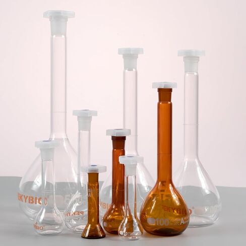5ML Volumetric Flask Set|ASTM Class A 3.3 Borosilicate Clear Glass|Polypropylene Stopper|White Graduation|for Analytical Chemistry Work|2PCS in Kuwait