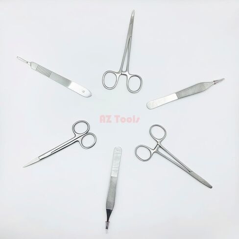Educational Training Kit with Dental Suture Pad 3D Model - Stainless Steel Instruments Set with Iris Scissors, Needle Holder, Forceps, Scalpel Handle & Blades | Ideal for Dental Students & Dentists in Saudi Arabia