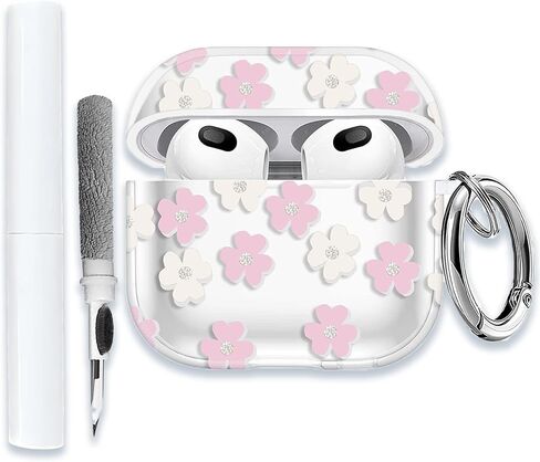 for AirPods 4(4th Generation) Wireless Earbuds Case 2024 Upgraded Version,WUNIAK Shiny Flowers Soft TPU Protective Cover with Keychain and Cleaner Kit for Women Men Shockproof Skin,Blue&Pink in Saudi Arabia
