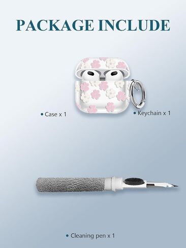 for AirPods 4(4th Generation) Wireless Earbuds Case 2024 Upgraded Version,WUNIAK Shiny Flowers Soft TPU Protective Cover with Keychain and Cleaner Kit for Women Men Shockproof Skin,Blue&Pink in Saudi Arabia