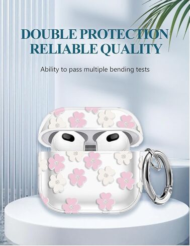 for AirPods 4(4th Generation) Wireless Earbuds Case 2024 Upgraded Version,WUNIAK Shiny Flowers Soft TPU Protective Cover with Keychain and Cleaner Kit for Women Men Shockproof Skin,Blue&Pink in Saudi Arabia