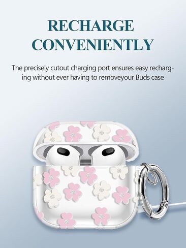 for AirPods 4(4th Generation) Wireless Earbuds Case 2024 Upgraded Version,WUNIAK Shiny Flowers Soft TPU Protective Cover with Keychain and Cleaner Kit for Women Men Shockproof Skin,Blue&Pink in Saudi Arabia
