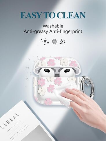 for AirPods 4(4th Generation) Wireless Earbuds Case 2024 Upgraded Version,WUNIAK Shiny Flowers Soft TPU Protective Cover with Keychain and Cleaner Kit for Women Men Shockproof Skin,Blue&Pink in Saudi Arabia