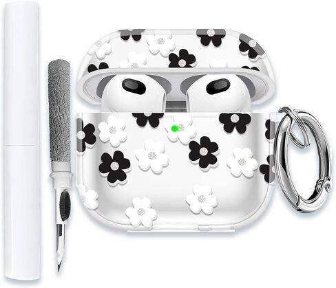 for AirPods 4(4th Generation) Wireless Earbuds Case 2024 Upgraded Version,WUNIAK Shiny Flowers Soft TPU Protective Cover with Keychain and Cleaner Kit for Women Men Shockproof Skin,Blue&Pink in Saudi Arabia