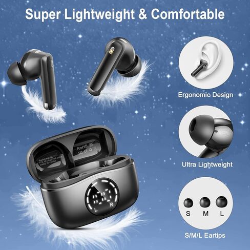Wireless Earbuds, 2024 Bluetooth 5.4 Headphones with 4 ENC Noise Cancelling Mics, Bluetooth Earbuds Deep Bass Stereo, Wireless Earphones for Android/iOS New, Blue in Saudi Arabia