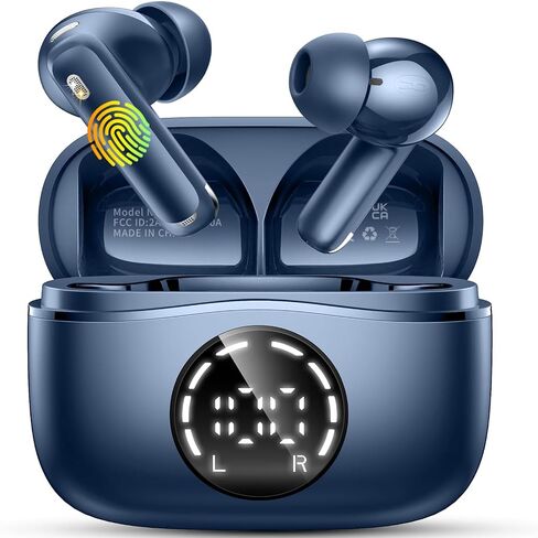 Wireless Earbuds, 2024 Bluetooth 5.4 Headphones with 4 ENC Noise Cancelling Mics, Bluetooth Earbuds Deep Bass Stereo, Wireless Earphones for Android/iOS New, Blue in Saudi Arabia