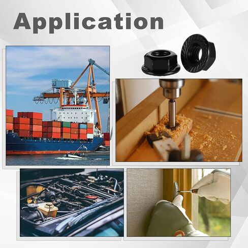 #10-32 Serrated Flange Hex Lock Nuts Flanged Locknuts, 304 Stainless Steel 18-8 Black Finish, 50 PCS in Kuwait
