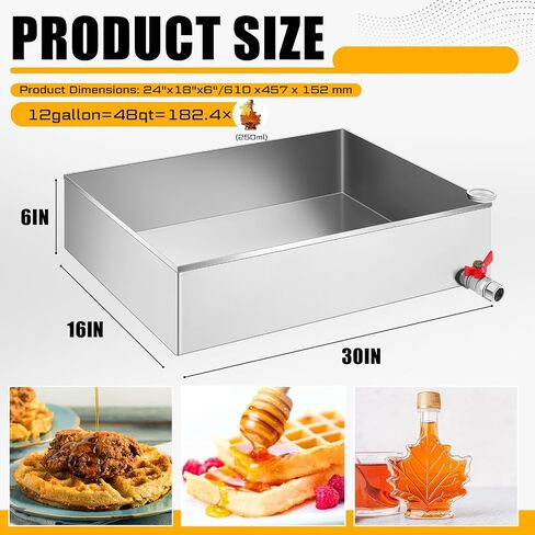 Maple Syrup Evaporator Pan 24 x 18 x 6 Inch with 10" Fryer Filter Stand 10 Pcs Fryer Oil Filter a Thermometer Stainless Steel Maple Syrup Pan for Boiling Syrup for Home Outdoor in Kuwait