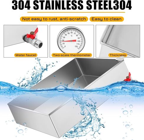 Maple Syrup Evaporator Pan 24 x 18 x 6 Inch with 10" Fryer Filter Stand 10 Pcs Fryer Oil Filter a Thermometer Stainless Steel Maple Syrup Pan for Boiling Syrup for Home Outdoor in Kuwait
