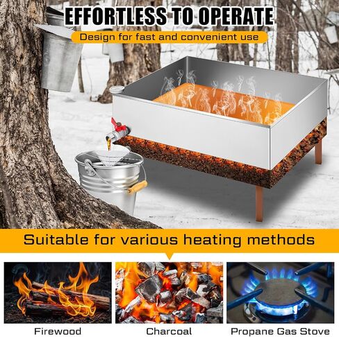 Maple Syrup Evaporator Pan 24 x 18 x 6 Inch with 10" Fryer Filter Stand 10 Pcs Fryer Oil Filter a Thermometer Stainless Steel Maple Syrup Pan for Boiling Syrup for Home Outdoor in Kuwait