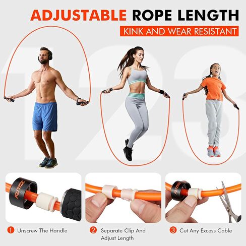 Jump Rope, Weighted Jump Rope for Men Women, Adjustable 1lb Heavy Skipping Ropes, Suitable for Boxing, Cardio, Home Fitness, Training Muscle, Home Gym Workout Equipment, Full Body Exercise at Home in Saudi Arabia