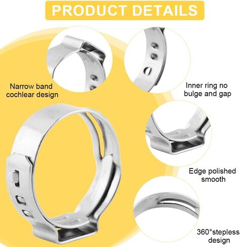 مجموعة متنوعة من 150 قطعة من مشبك التثبيت مع كماشة مكشكشة بمشبك الأذن مقاس 9 بوصة، 8 مقاسات 6-23.5 مم حلقات ربط خرطوم المشابك، مجموعة أدوات تجعيد قرصة مناسبة لتوصيل الأنابيب in Kuwait