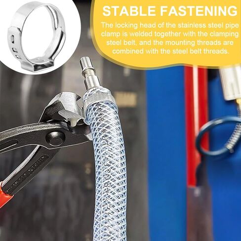 مجموعة متنوعة من 150 قطعة من مشبك التثبيت مع كماشة مكشكشة بمشبك الأذن مقاس 9 بوصة، 8 مقاسات 6-23.5 مم حلقات ربط خرطوم المشابك، مجموعة أدوات تجعيد قرصة مناسبة لتوصيل الأنابيب in Kuwait