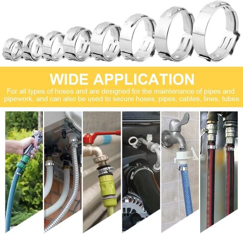 مجموعة متنوعة من 150 قطعة من مشبك التثبيت مع كماشة مكشكشة بمشبك الأذن مقاس 9 بوصة، 8 مقاسات 6-23.5 مم حلقات ربط خرطوم المشابك، مجموعة أدوات تجعيد قرصة مناسبة لتوصيل الأنابيب in Kuwait