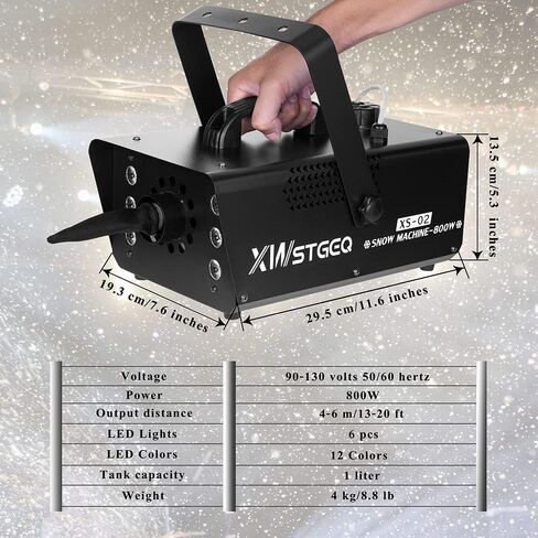 Snow Machine 800 Watt with 6 LED Lights and Wireless Remote for Christmas Wedding Photography Parties Kids Stage Parades in Saudi Arabia