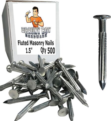 1.5" – Fluted Hardened Concrete Masonry Nails for Cinder Block, Concrete Walls, Cement Board 1.5 in (4d) -Qty (100) in Kuwait