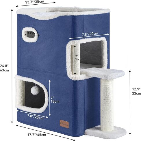 YITAHOME Christmas 2 Storey Cat House for Indoor Cats Bed, Covered Cat Beds & Furniture with Highway Cave, Scratch & Itching Post, Christmas Modern Cat Condo Furniture for Multi Small Cats in Saudi Arabia