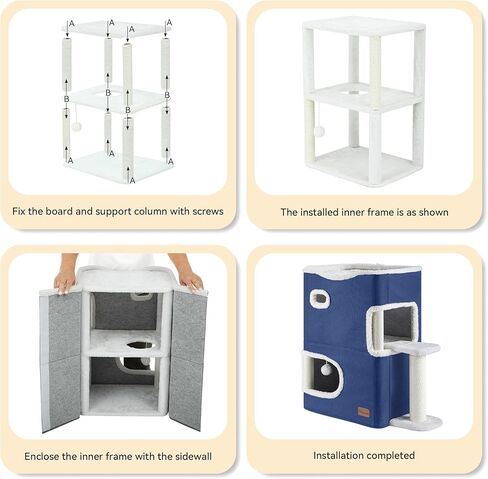 YITAHOME Christmas 2 Storey Cat House for Indoor Cats Bed, Covered Cat Beds & Furniture with Highway Cave, Scratch & Itching Post, Christmas Modern Cat Condo Furniture for Multi Small Cats in Saudi Arabia