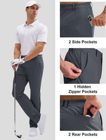 MAGCOMSEN Men's Golf Pants Classic Fit - 30"/32"/34" Stretch Water Resistant Quick Dry Flat Front Dress Pants with 5 Pockets in Saudi Arabia