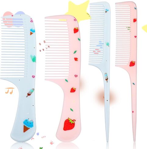 Toddler Comb Set, Small Cute Fine Tooth Comb & Rat Tail Comb for Kids Styling, Pink Mini Hair Comb Plastic Parting Combs, Anti-Static Hairdressing Comb for Baby Girl Wet Dry Hair (2Pcs) in Saudi Arabia
