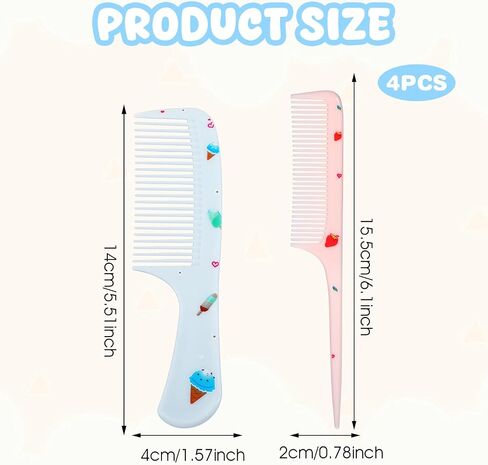 Toddler Comb Set, Small Cute Fine Tooth Comb & Rat Tail Comb for Kids Styling, Pink Mini Hair Comb Plastic Parting Combs, Anti-Static Hairdressing Comb for Baby Girl Wet Dry Hair (2Pcs) in Saudi Arabia