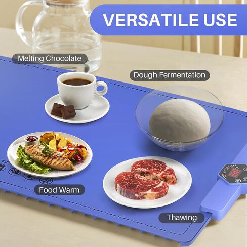 CJC Food Warming Mat-Foldable Food Warming Mat-Portable Electric Warming Tray,Premium Silicone Nano-Material,5s Rapid Heating | 9mm Anti-Scald Upgrade | 24H Heating by Appointment,with 2M Cable（Blue） in Saudi Arabia