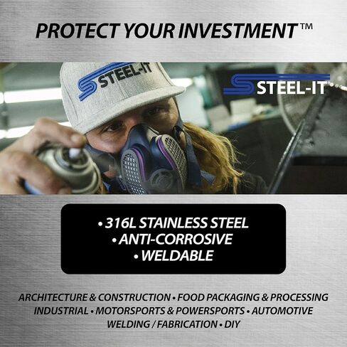 Steel-It 1002B بولي يوريثين أيروسول، طلاءات طلاء صناعية، قابلة للحام، سهلة الاستخدام - رمادي فولاذي (عبوة واحدة) in Kuwait