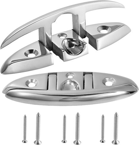 CHANGE MOORE Marine Grade Folding Boat Cleat, Flip Up Cleats Dock Cleats 4.5/5/6 inch Foldable Cleat with Screws and Locking Nuts, 316 Stainless Steel Dock Cleat with Fastener for Boat Kayak in Saudi Arabia