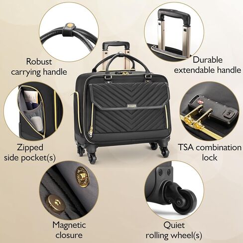 حقيبة متدحرجة للنساء، حقيبة كمبيوتر محمول مقاس 17.3 بوصة مع 4 عجلات دوارة ومقبض تلسكوبي قابل للتمديد، حقيبة مدرسية بعجلات، حقيبة كمبيوتر دوارة للعمل، تصميم صديق لإدارة أمن المواصلات الأمريكية، أرجواني in Kuwait