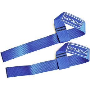 IronMind Strong-Enough Lifting Straps (Pair) - Blue Nylon Wrist Wraps for Weightlifting, Deadlifts, Strength Training